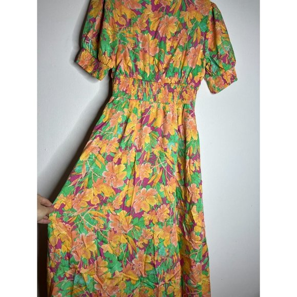 Lost + Wander Small Orange Green Pastel Floral Dress - Picture 9 of 11
